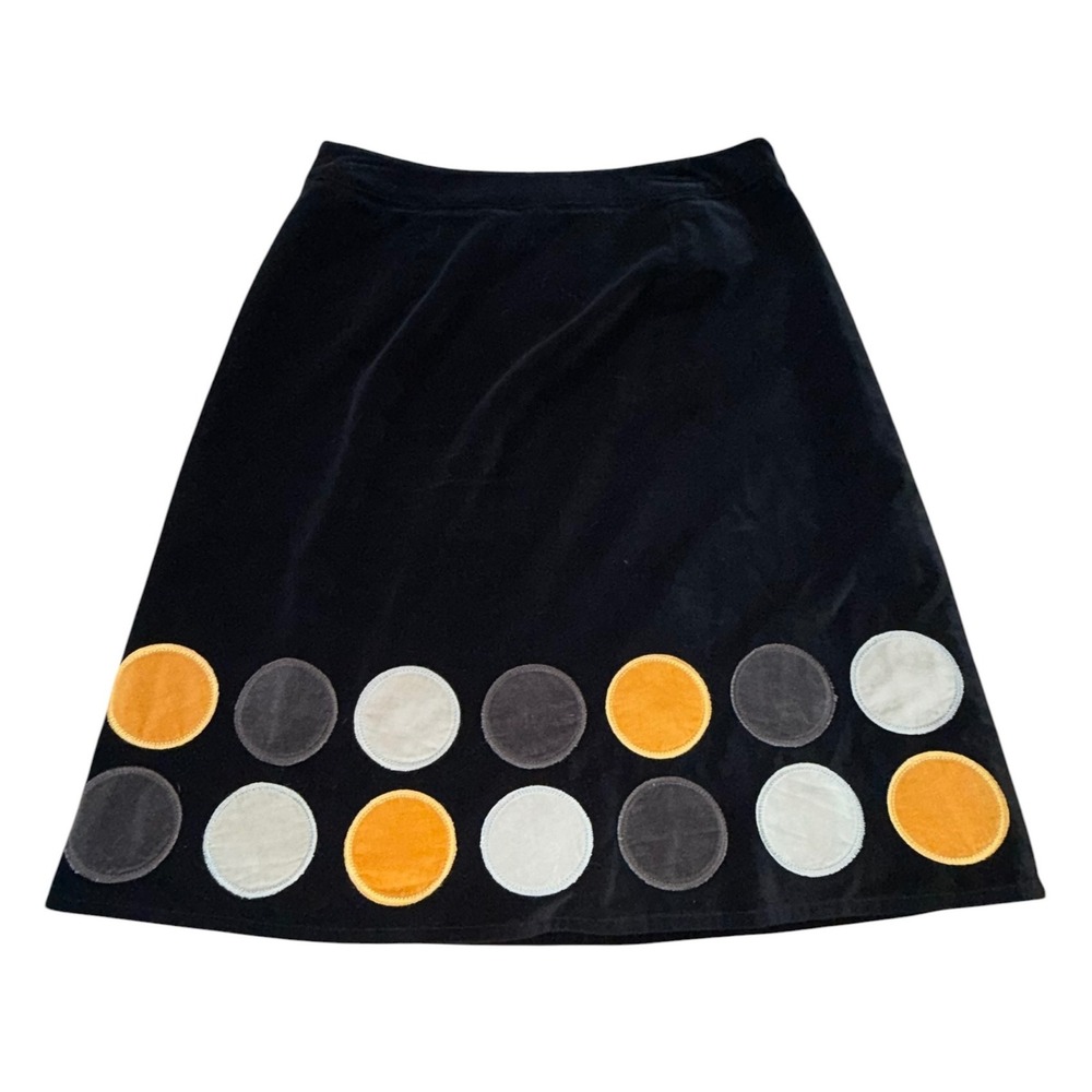 Boden Womens Black Velvet Circles A-Line Skirt Size US 12R Retro PLEASE READ - Picture 3 of 10